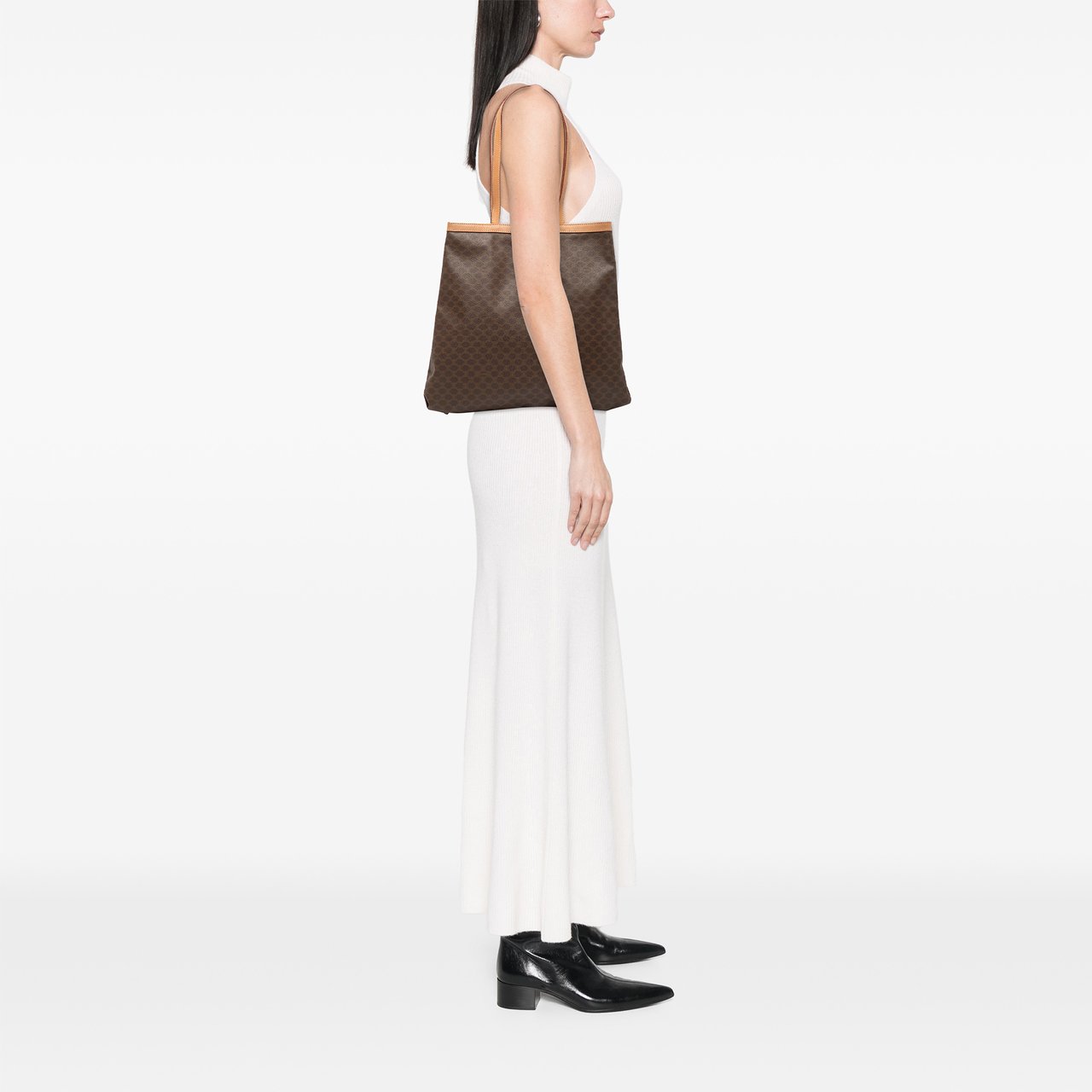 Celine Macadam Coated Canvas Tote Bruin