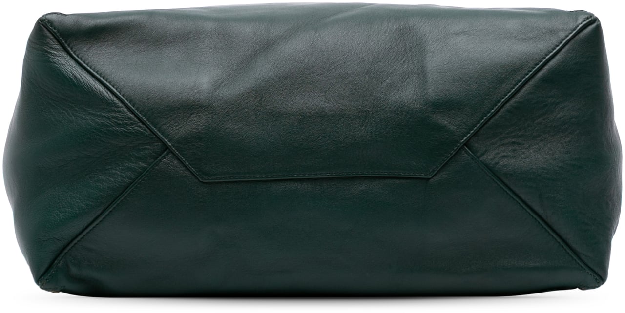 Celine Lambskin Horizontal Zipper Gusset Cabas Tote Groen