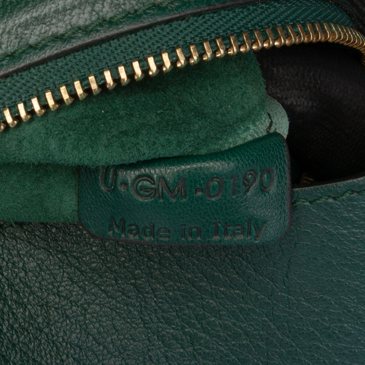 Celine Lambskin Horizontal Zipper Gusset Cabas Tote Groen