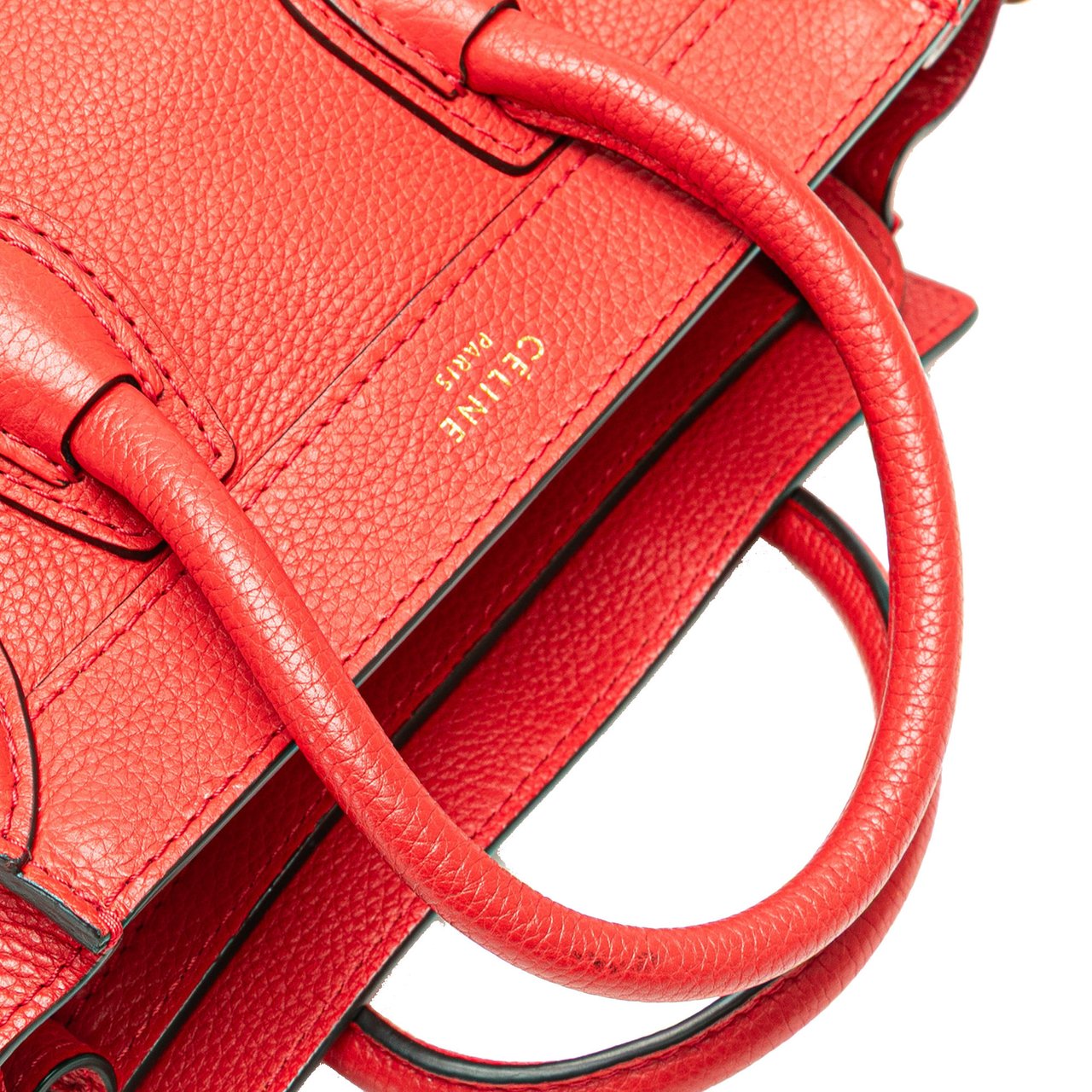 Celine Nano Leather Luggage Tote Rood