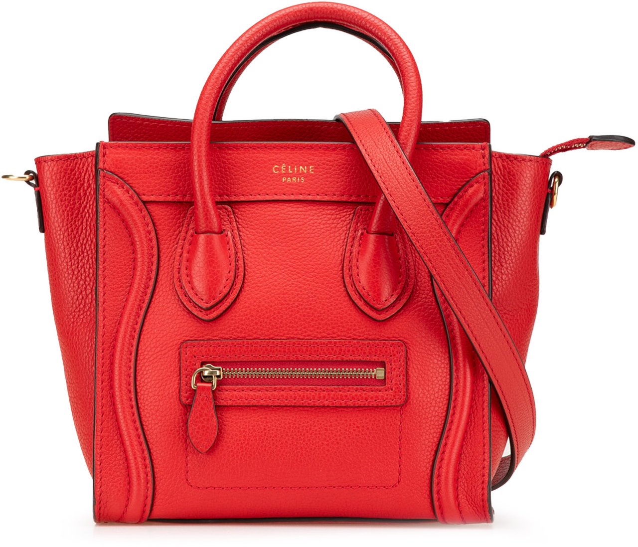 Celine Nano Leather Luggage Tote Rood
