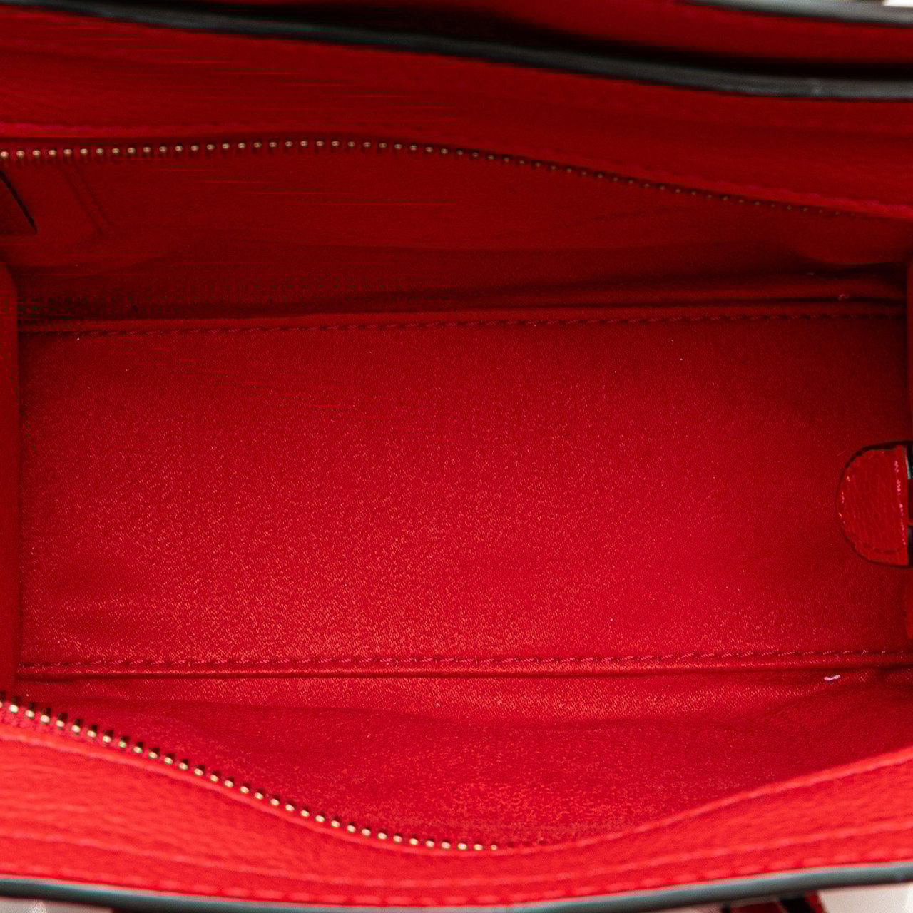 Celine Nano Leather Luggage Tote Rood