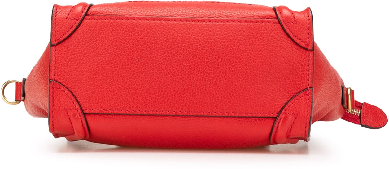 Celine Nano Leather Luggage Tote Rood