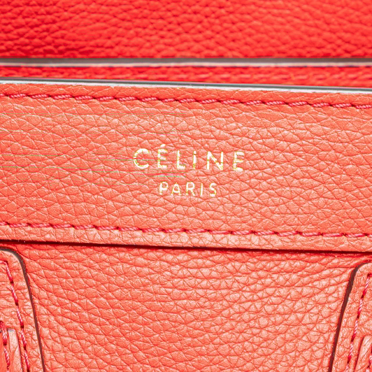 Celine Nano Leather Luggage Tote Rood