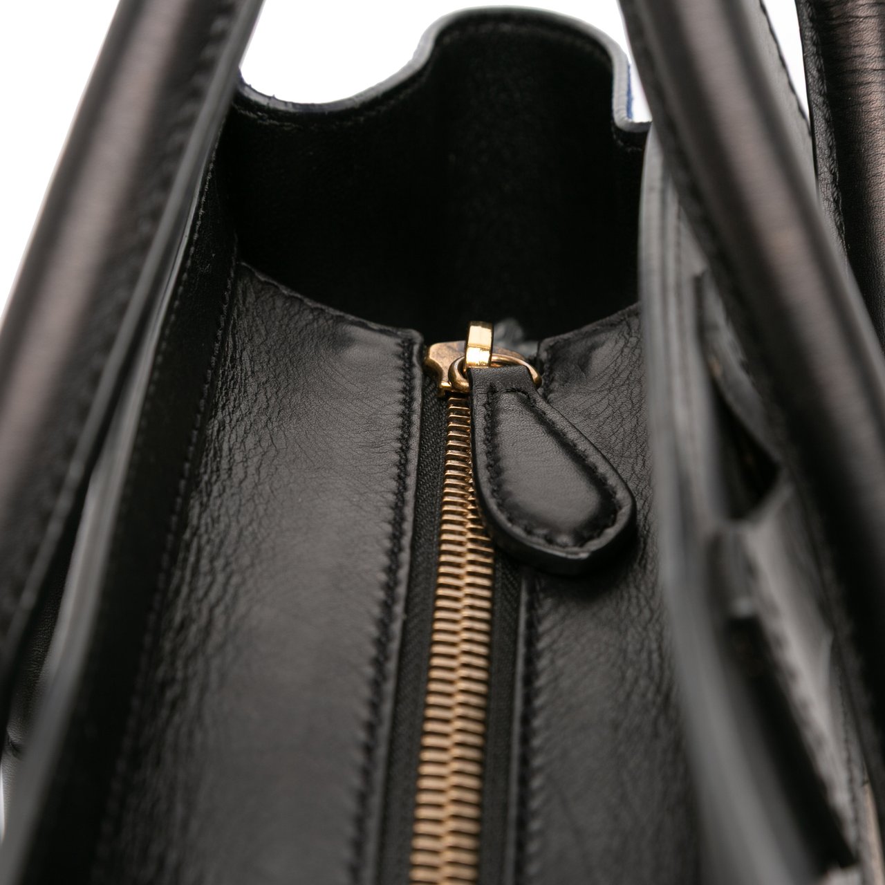 Celine Micro Tricolor Leather Luggage Tote Bruin