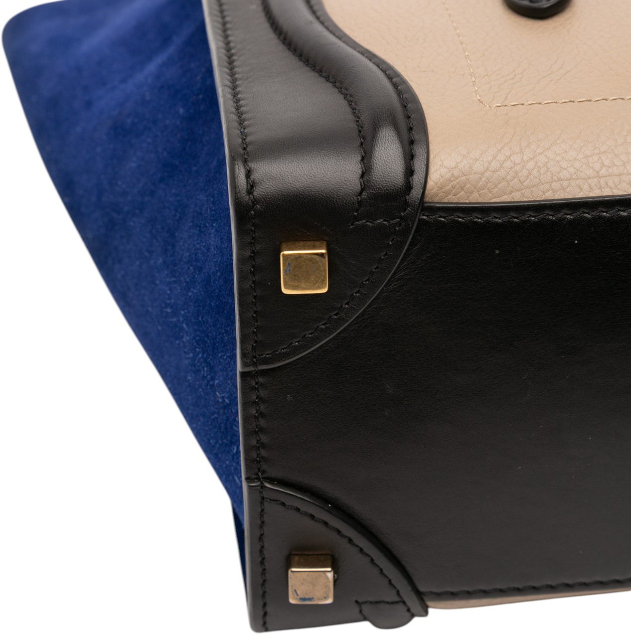 Celine Micro Tricolor Leather Luggage Tote Bruin