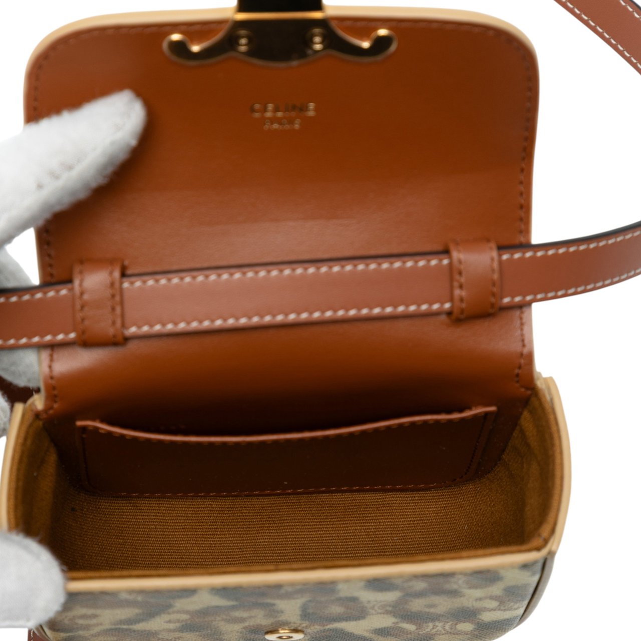 Celine Mini Calfskin Leopard Print Claude Crossbody Bruin