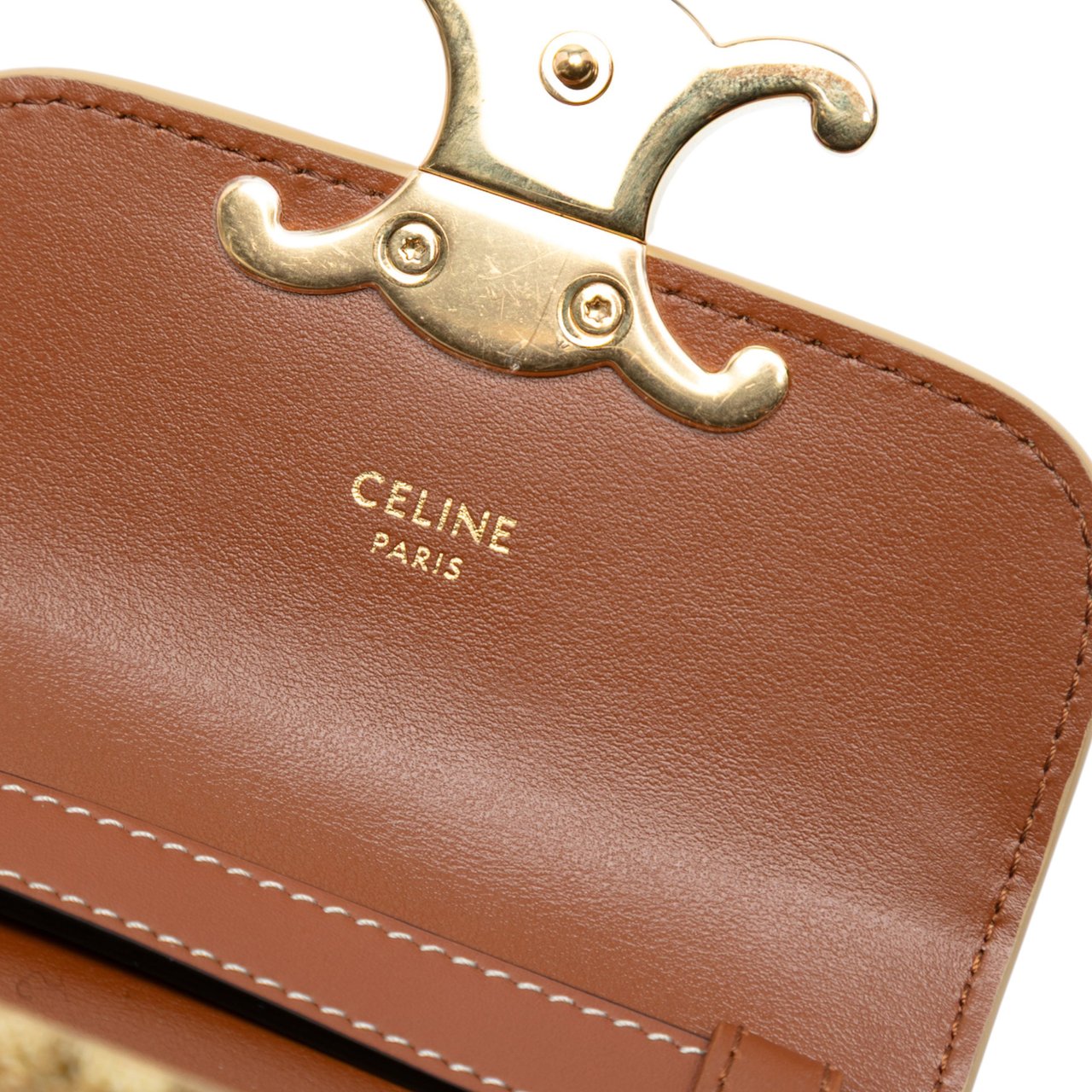 Celine Mini Calfskin Leopard Print Claude Crossbody Bruin