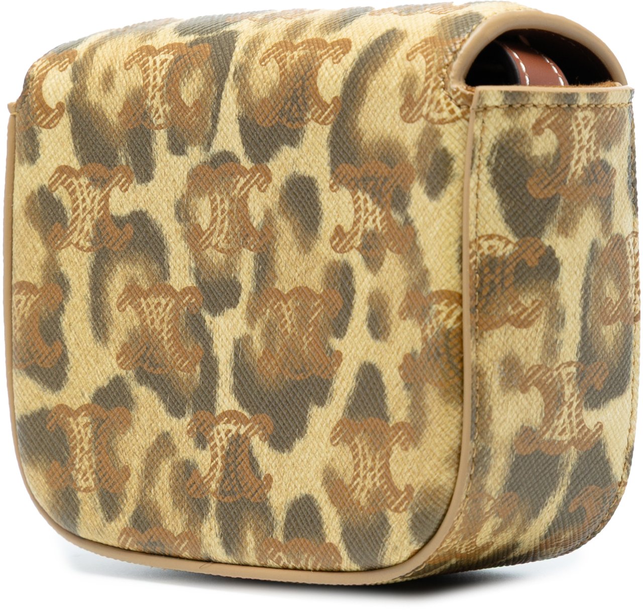 Celine Mini Calfskin Leopard Print Claude Crossbody Bruin
