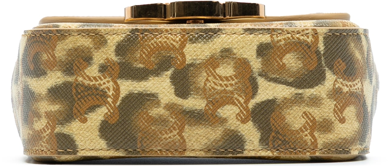 Celine Mini Calfskin Leopard Print Claude Crossbody Bruin