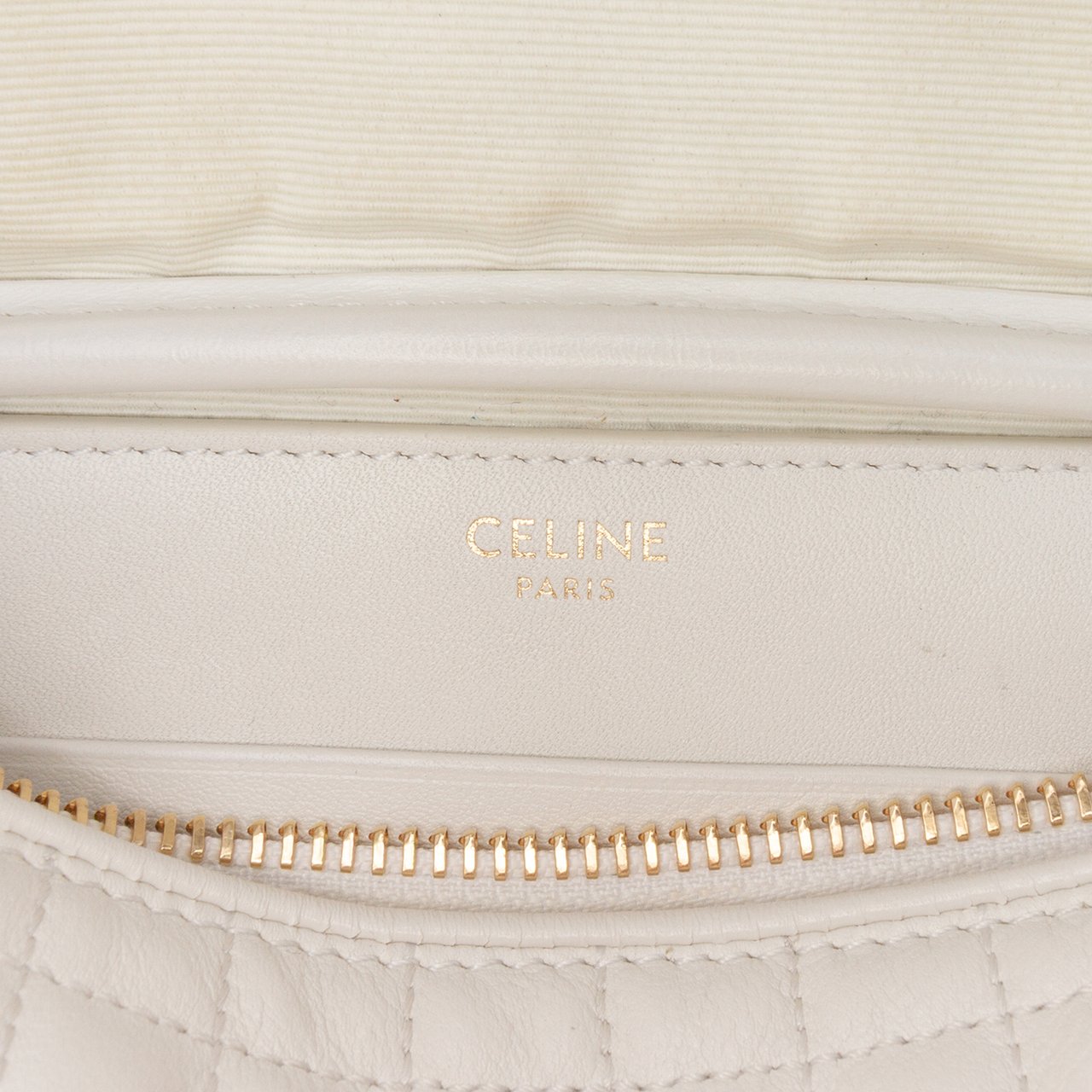 Celine Quilted Calfskin C Charm Belt Bag Wit