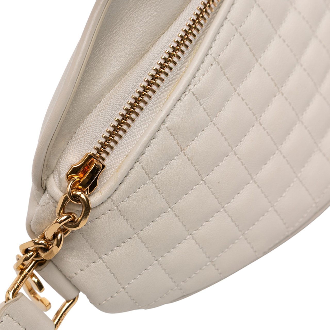 Celine Quilted Calfskin C Charm Belt Bag Wit