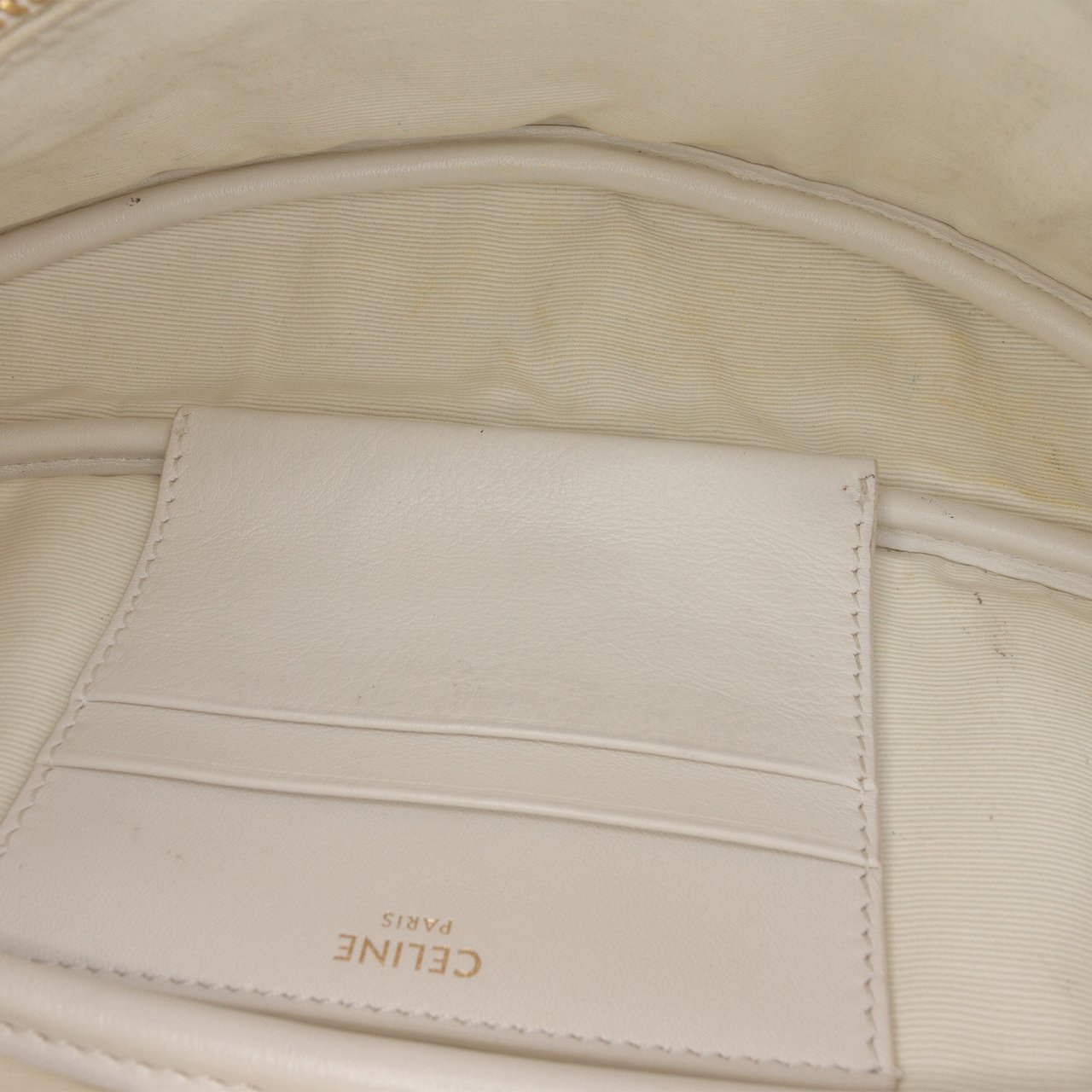 Celine Quilted Calfskin C Charm Belt Bag Wit