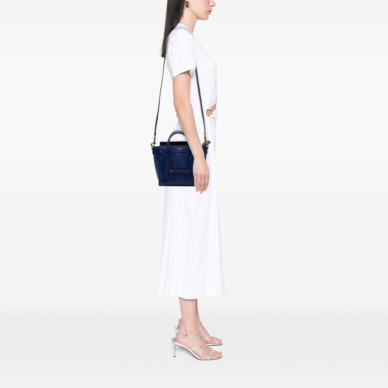 Celine Nano Leather Luggage Tote Blauw