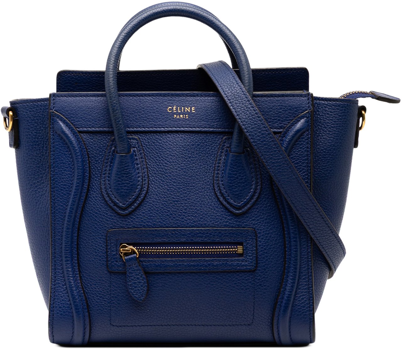 Celine Nano Leather Luggage Tote Blauw