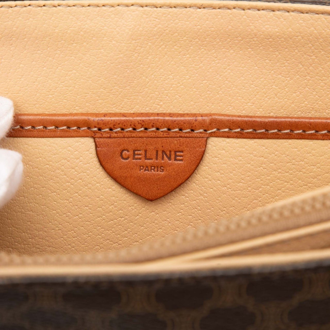 Celine Macadam Coated Canvas Handbag Bruin