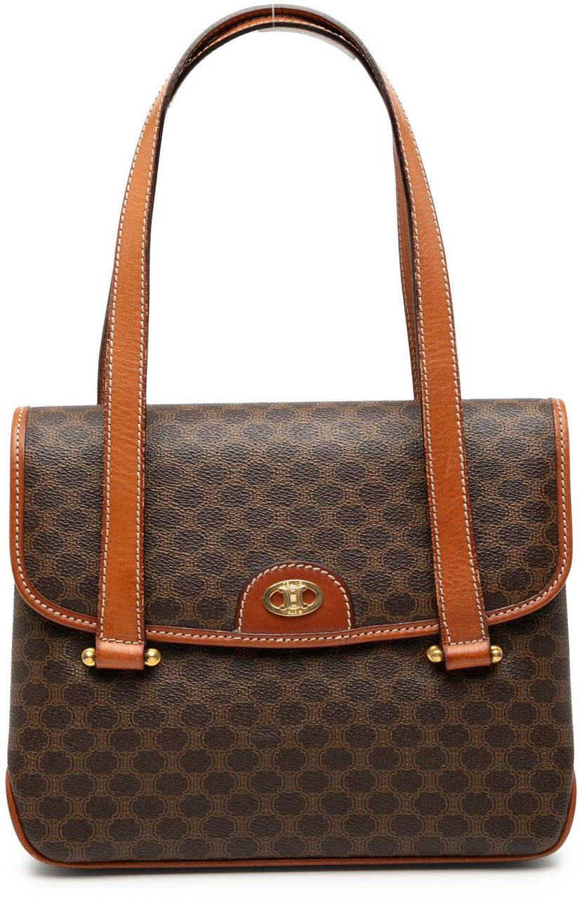 Celine Macadam Coated Canvas Handbag Bruin