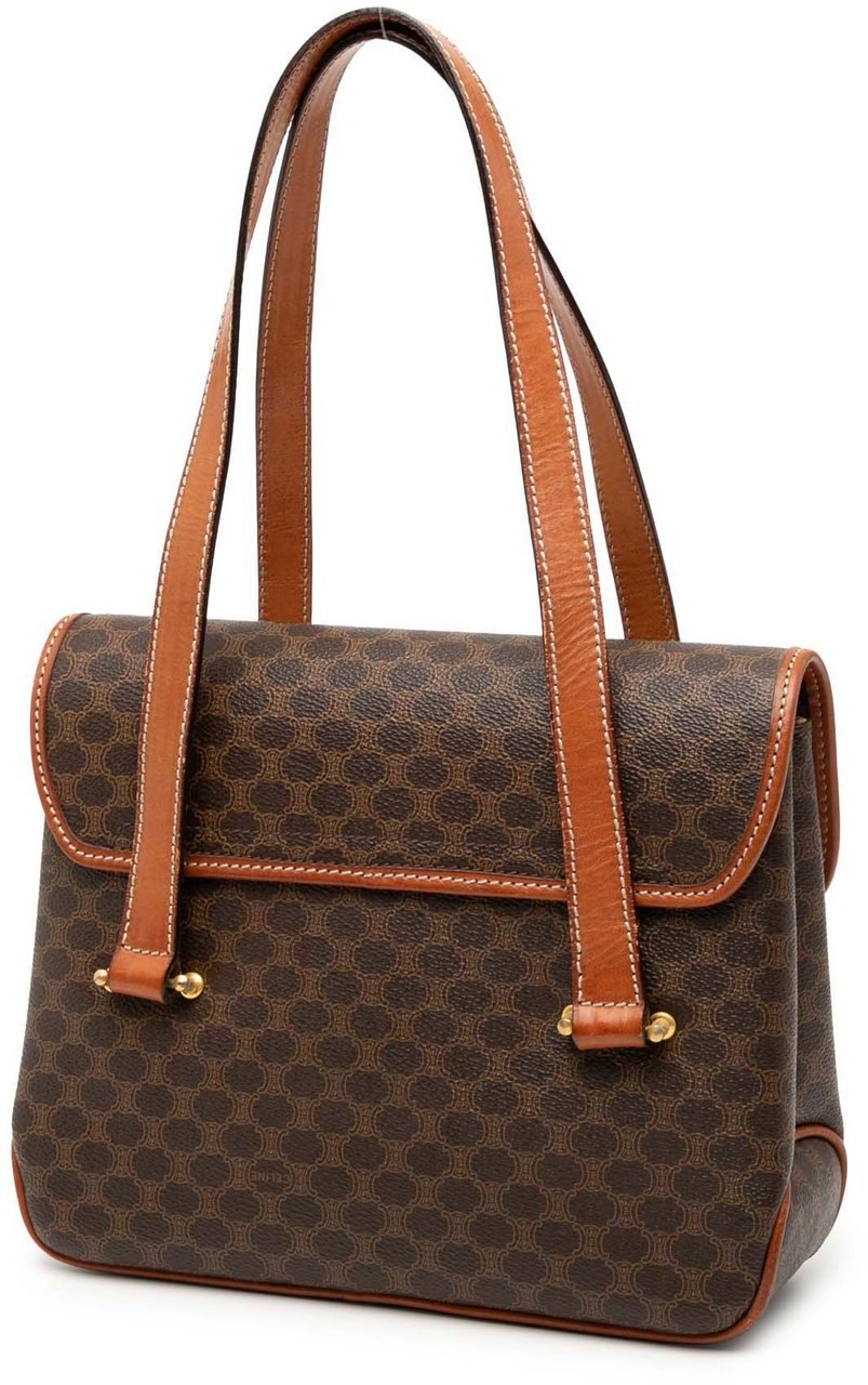 Celine Macadam Coated Canvas Handbag Bruin