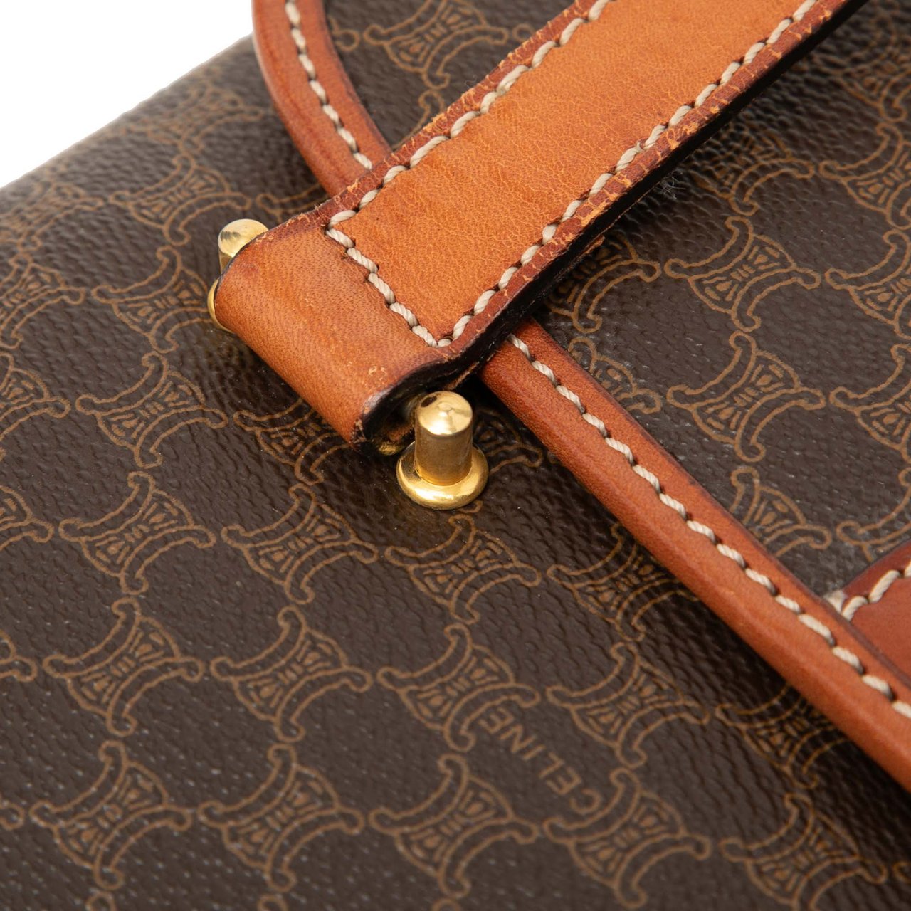 Celine Macadam Coated Canvas Handbag Bruin