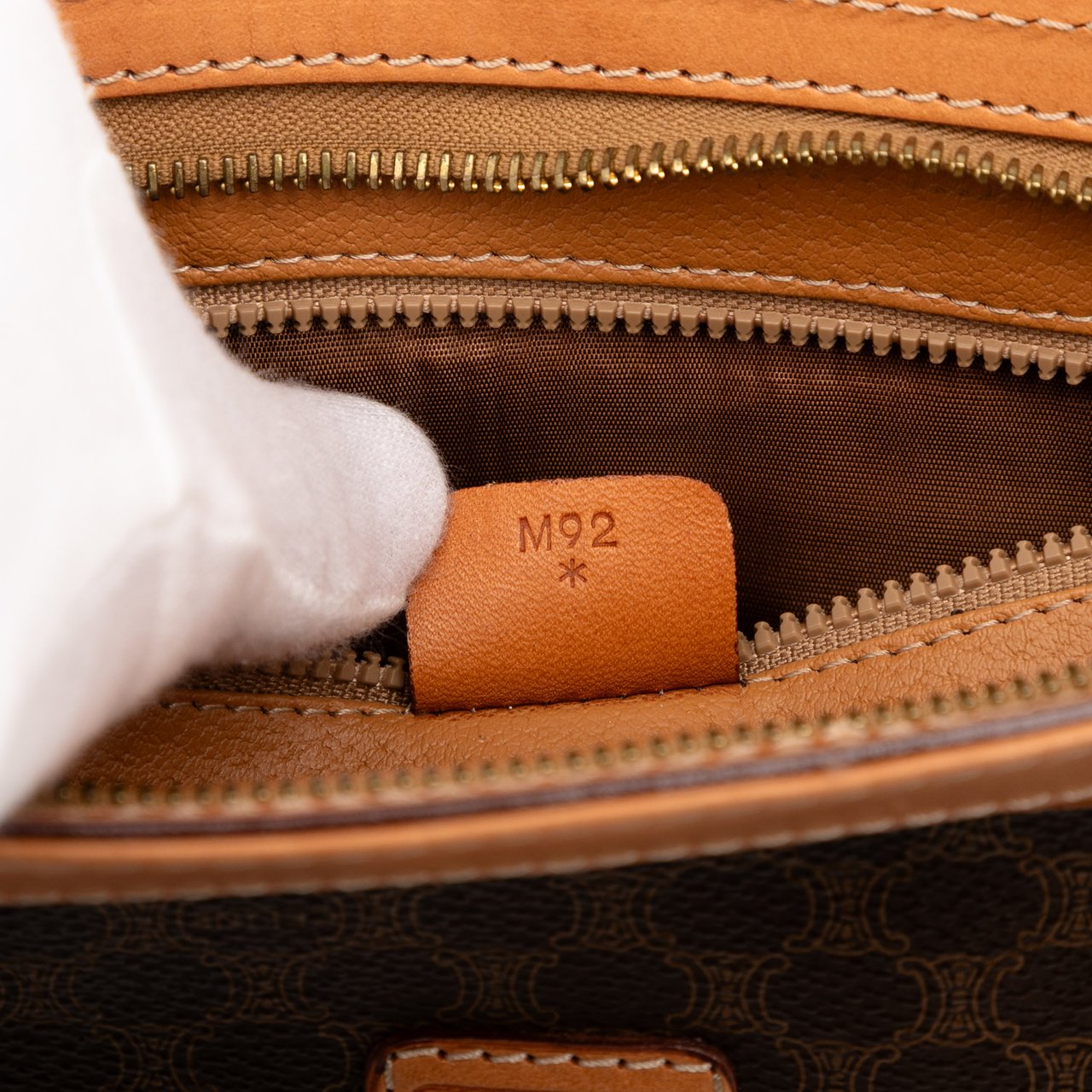 Celine Macadam Coated Canvas Clutch Bruin