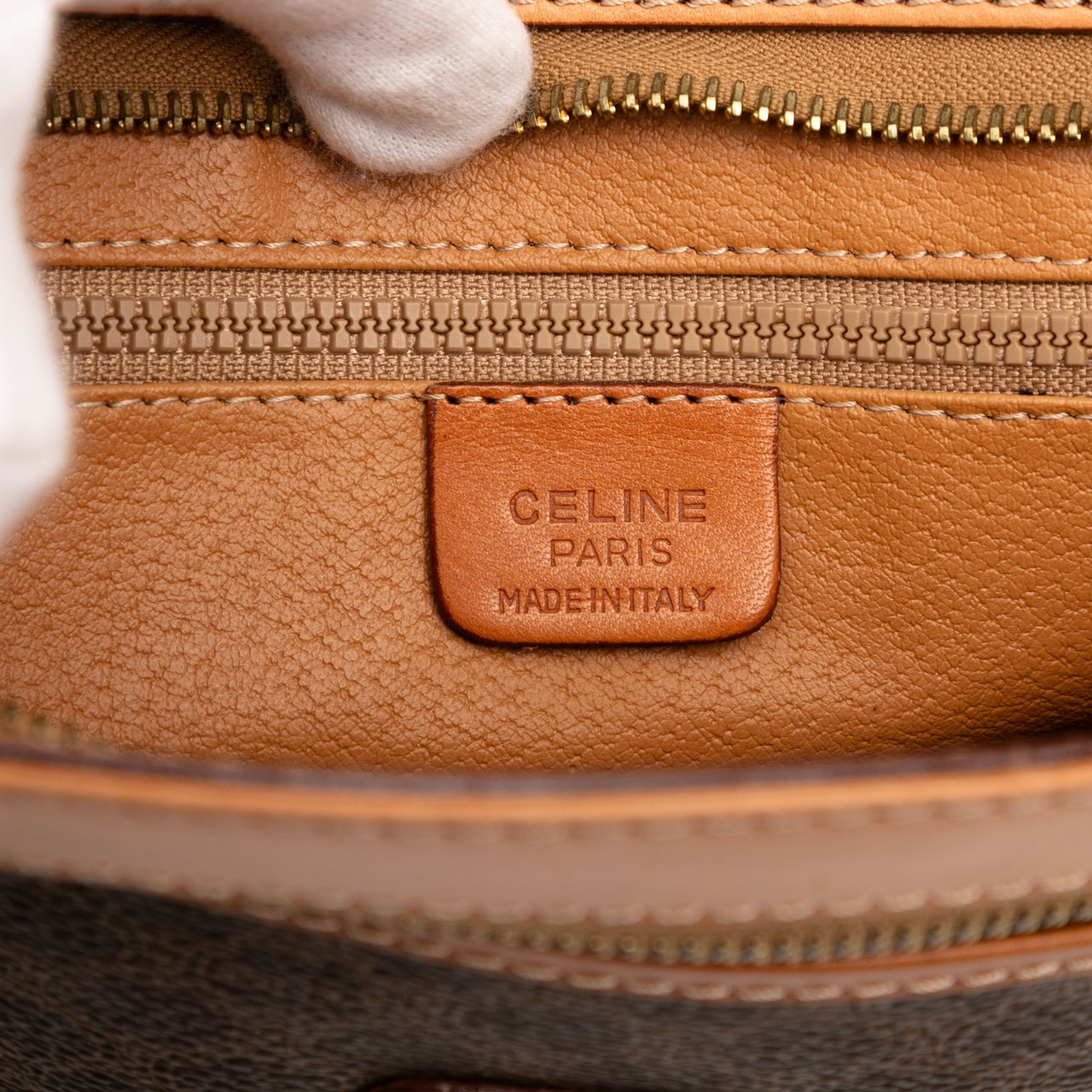 Celine Macadam Coated Canvas Clutch Bruin