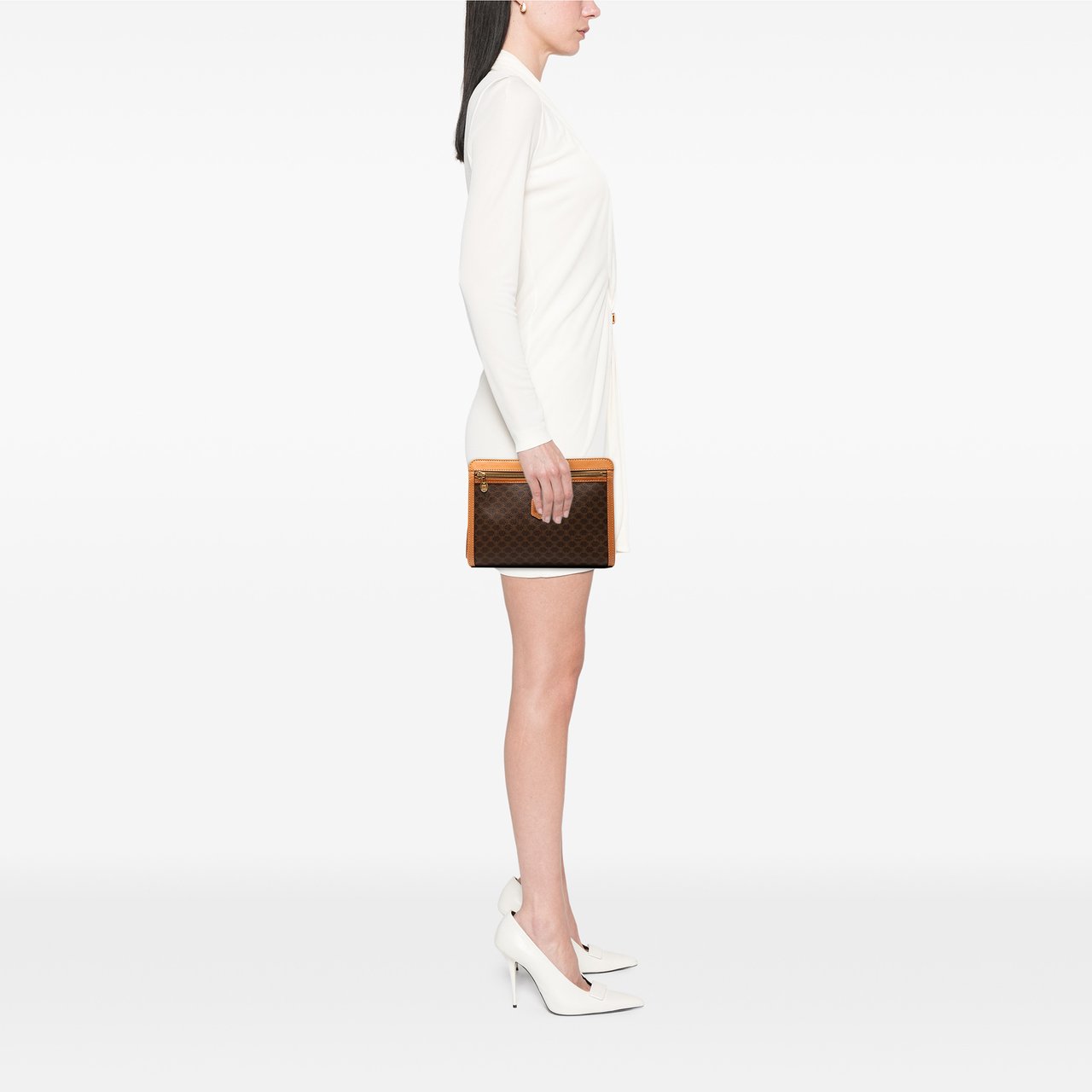 Celine Macadam Coated Canvas Clutch Bruin