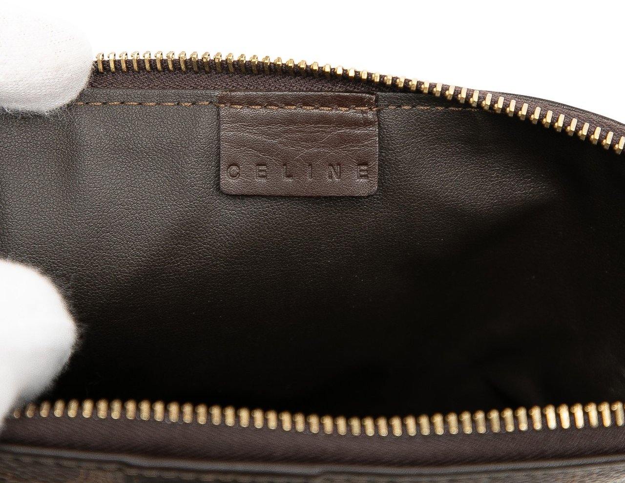 Celine Macadam Coated Canvas Pouch Bruin