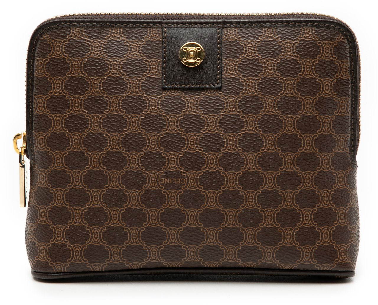 Celine Macadam Coated Canvas Pouch Bruin