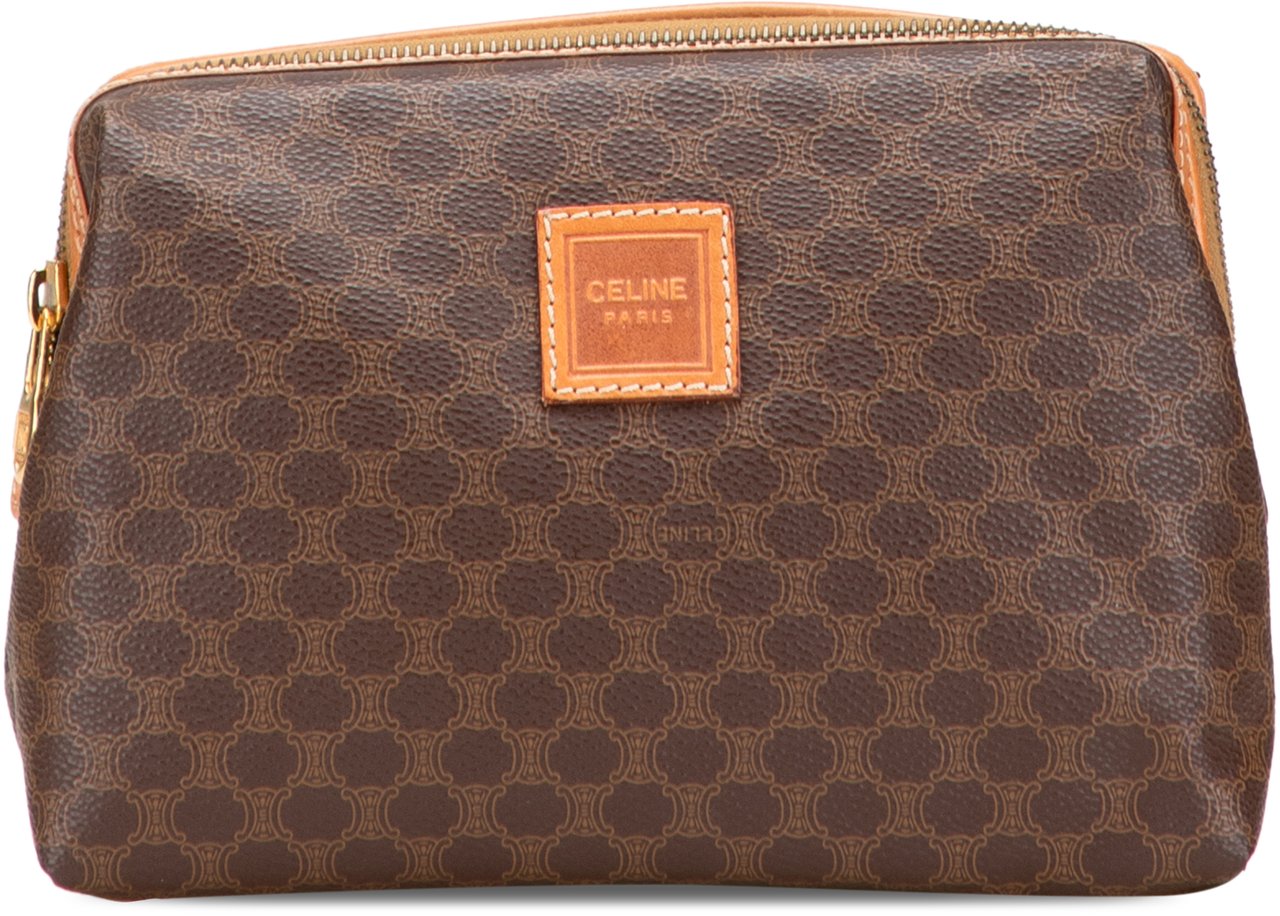 Celine Macadam Coated Canvas Clutch Bruin