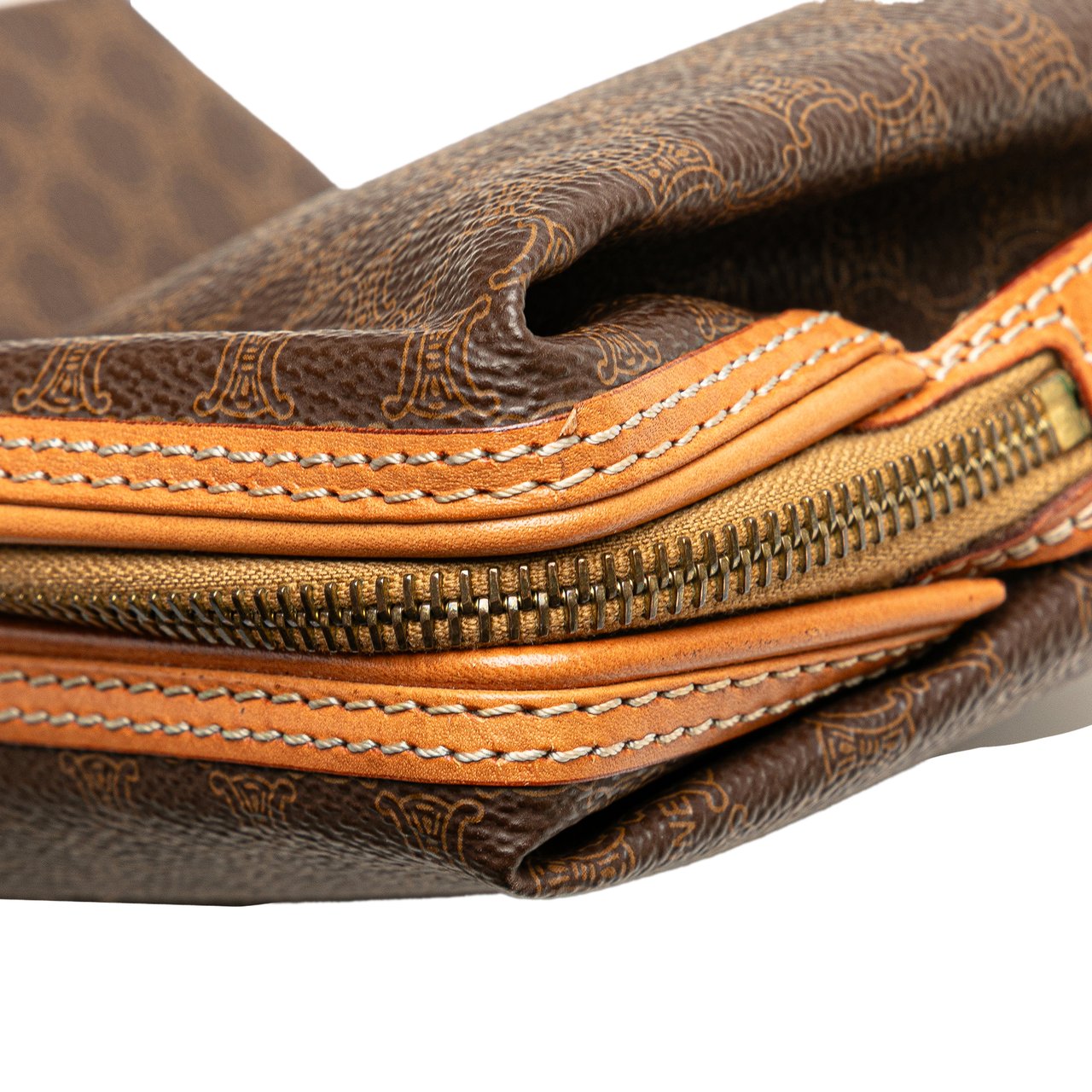Celine Macadam Coated Canvas Clutch Bruin