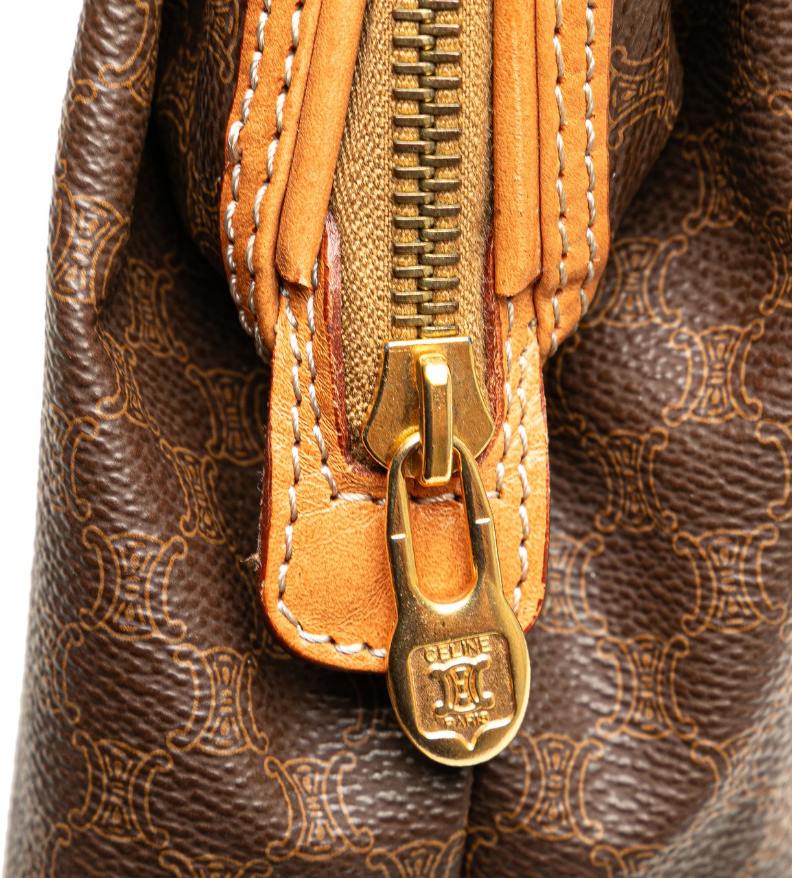 Celine Macadam Coated Canvas Clutch Bruin