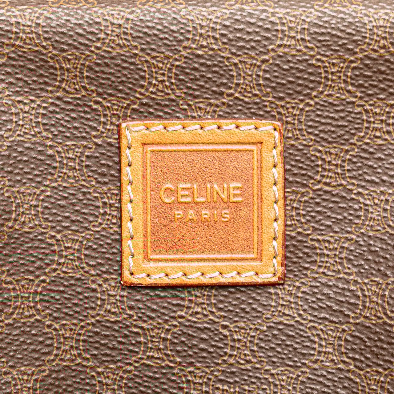 Celine Macadam Coated Canvas Clutch Bruin