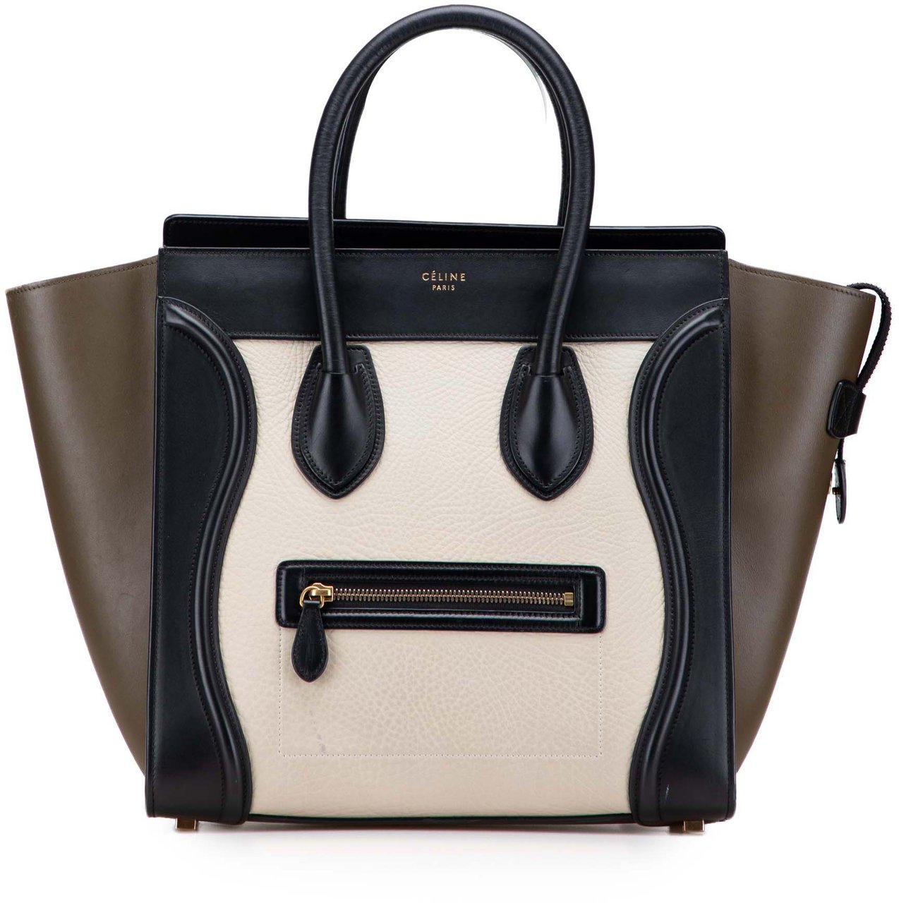 Celine Mini Tricolor Calfskin Luggage Tote Wit