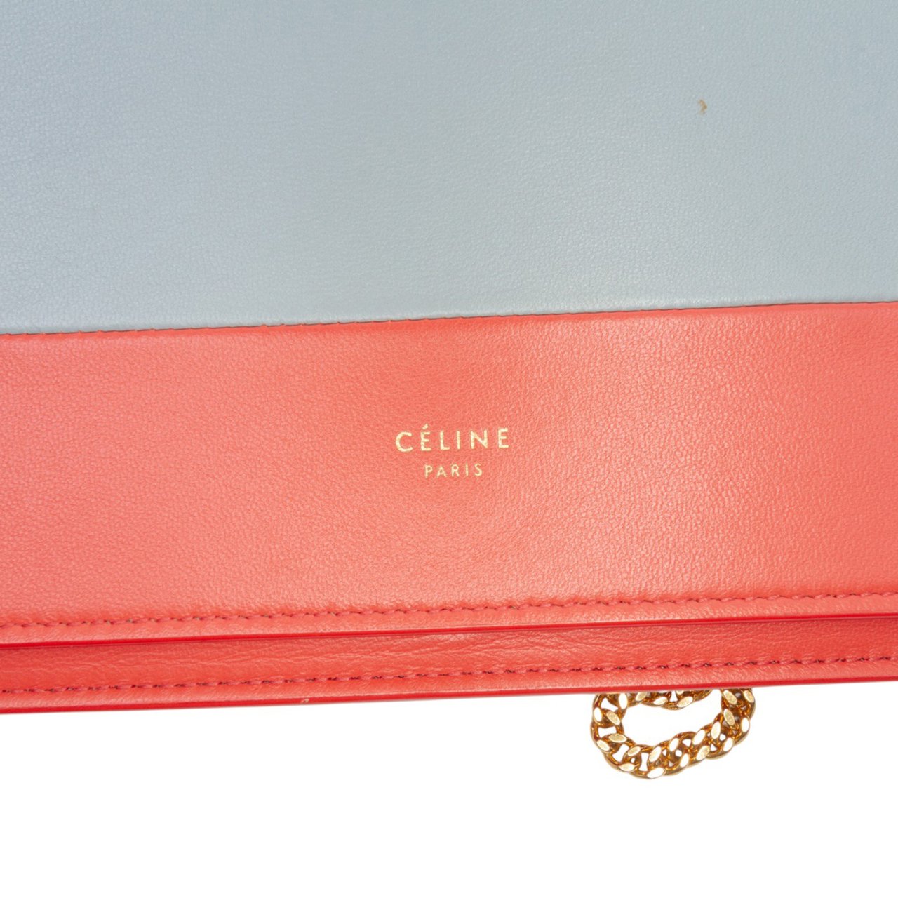 Celine Leather Frame Wallet on Chain Rood