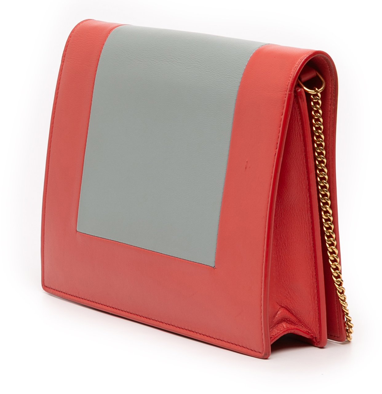 Celine Leather Frame Wallet on Chain Rood