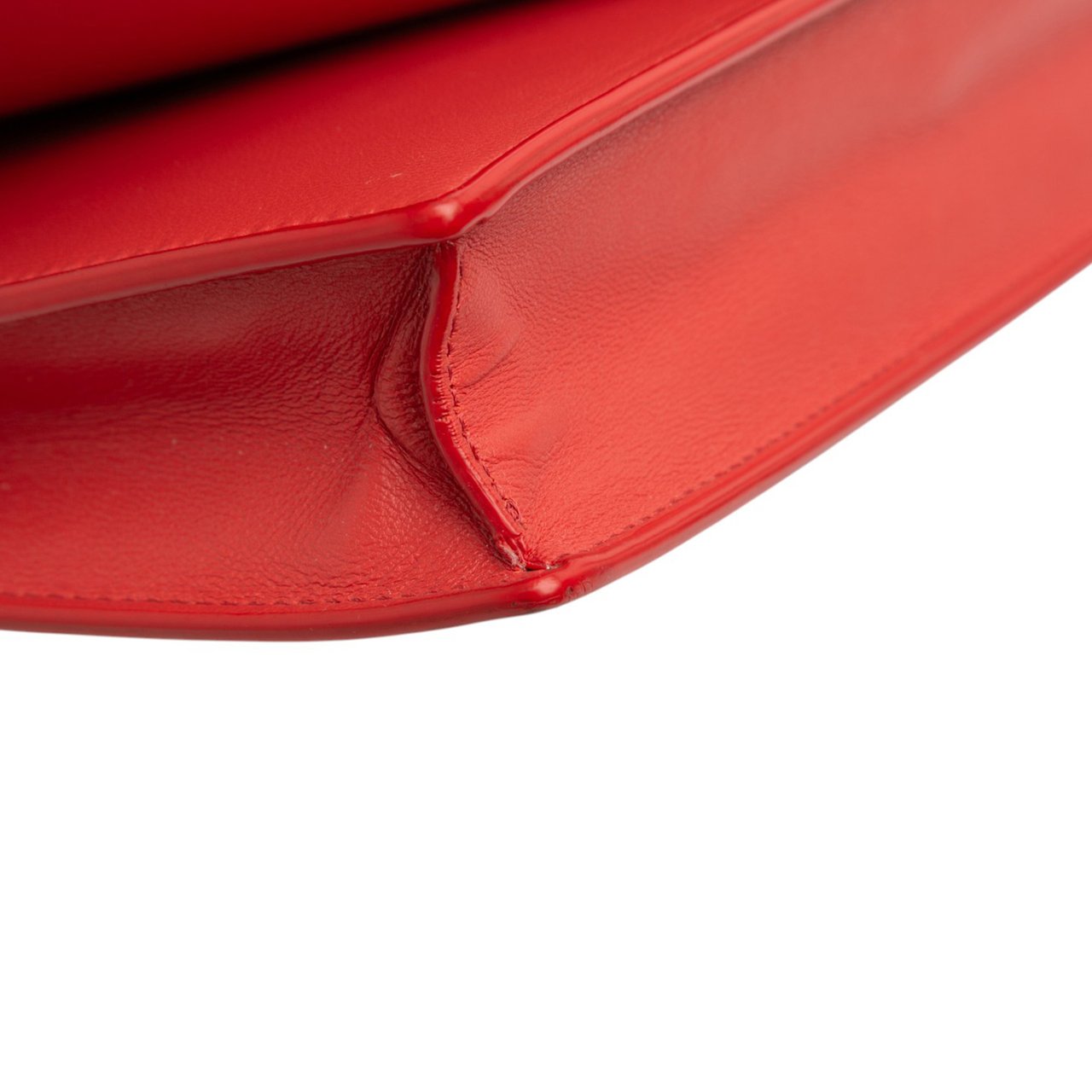 Celine Leather Frame Wallet on Chain Rood