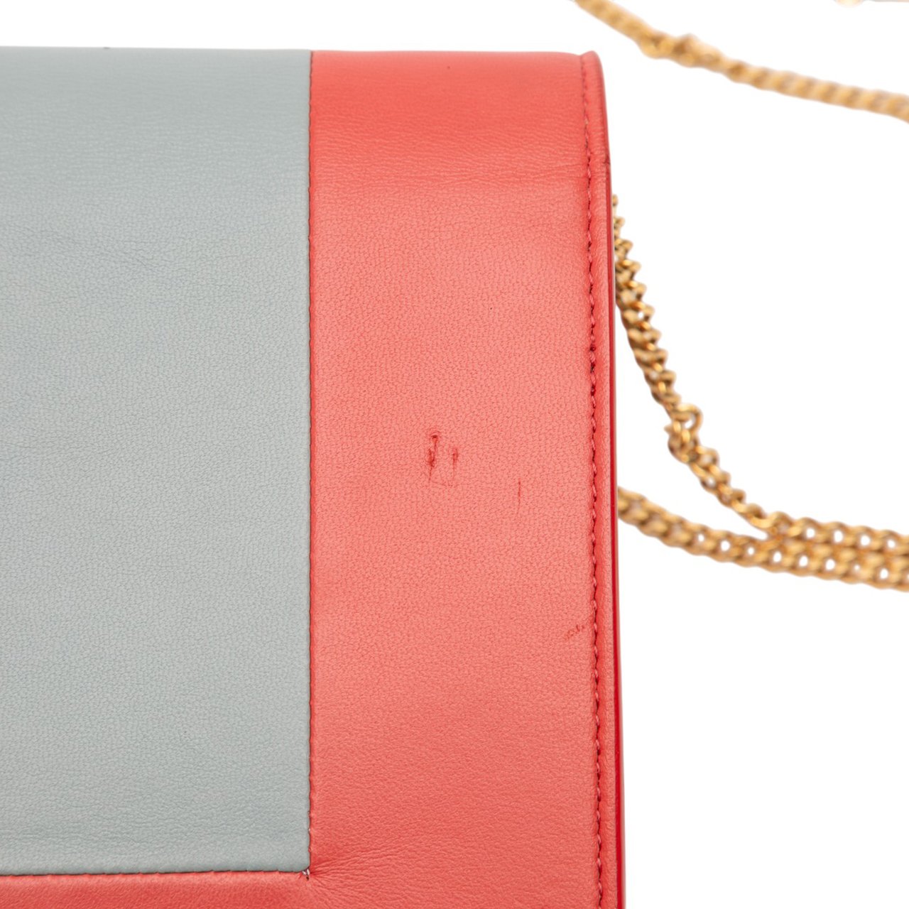 Celine Leather Frame Wallet on Chain Rood