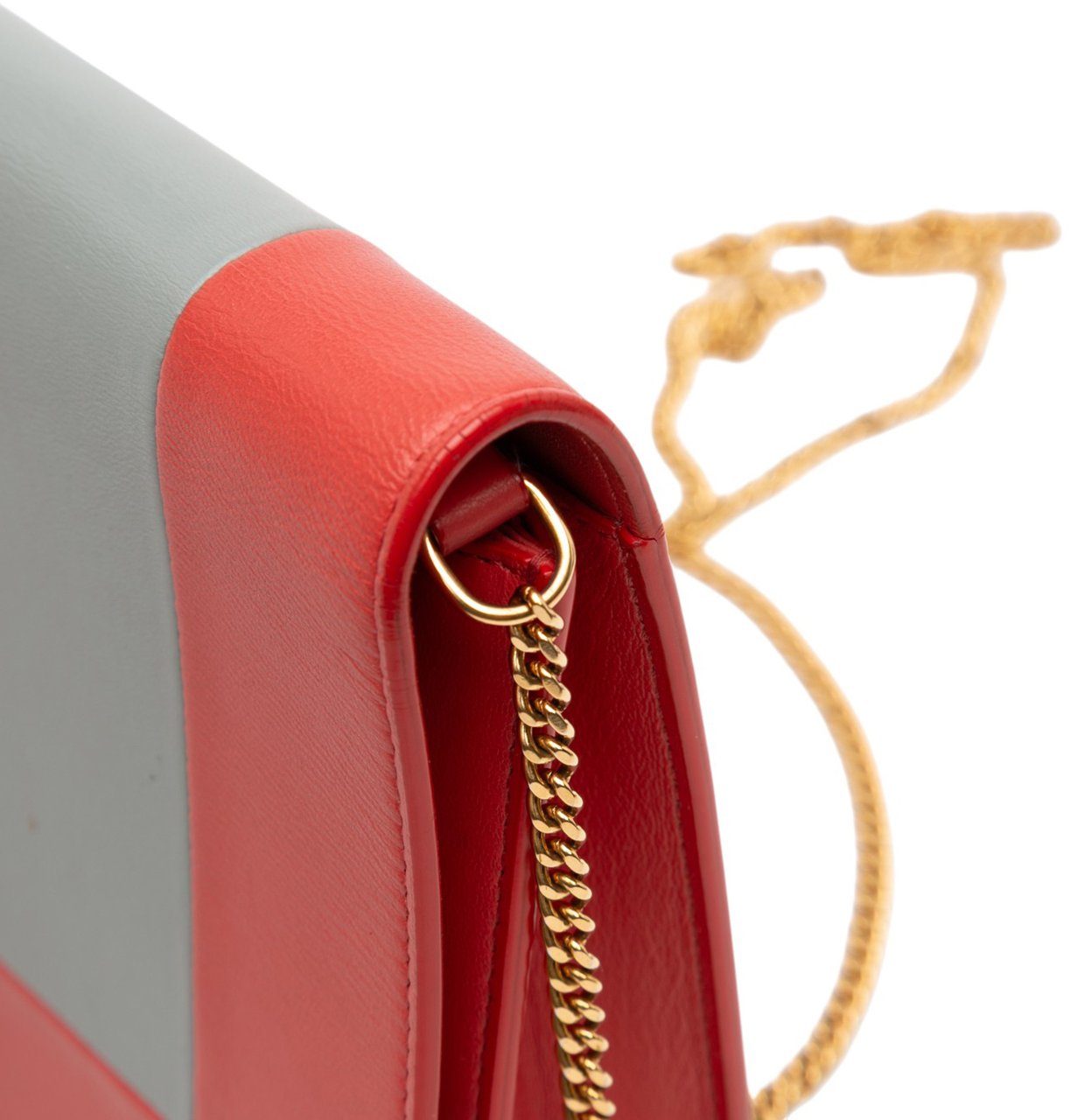 Celine Leather Frame Wallet on Chain Rood