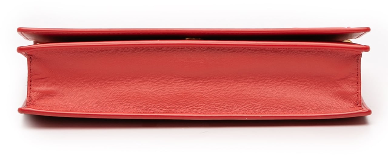 Celine Leather Frame Wallet on Chain Rood