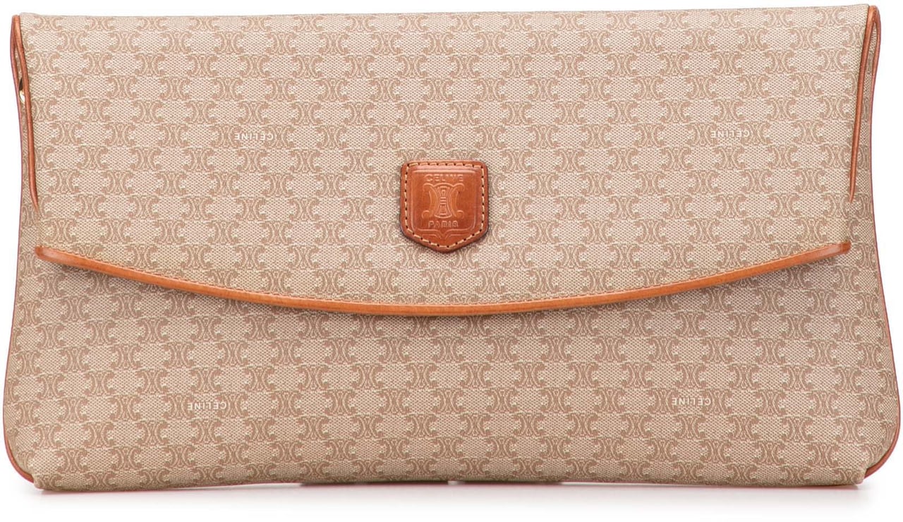 Celine Macadam Coated Canvas Clutch Bruin