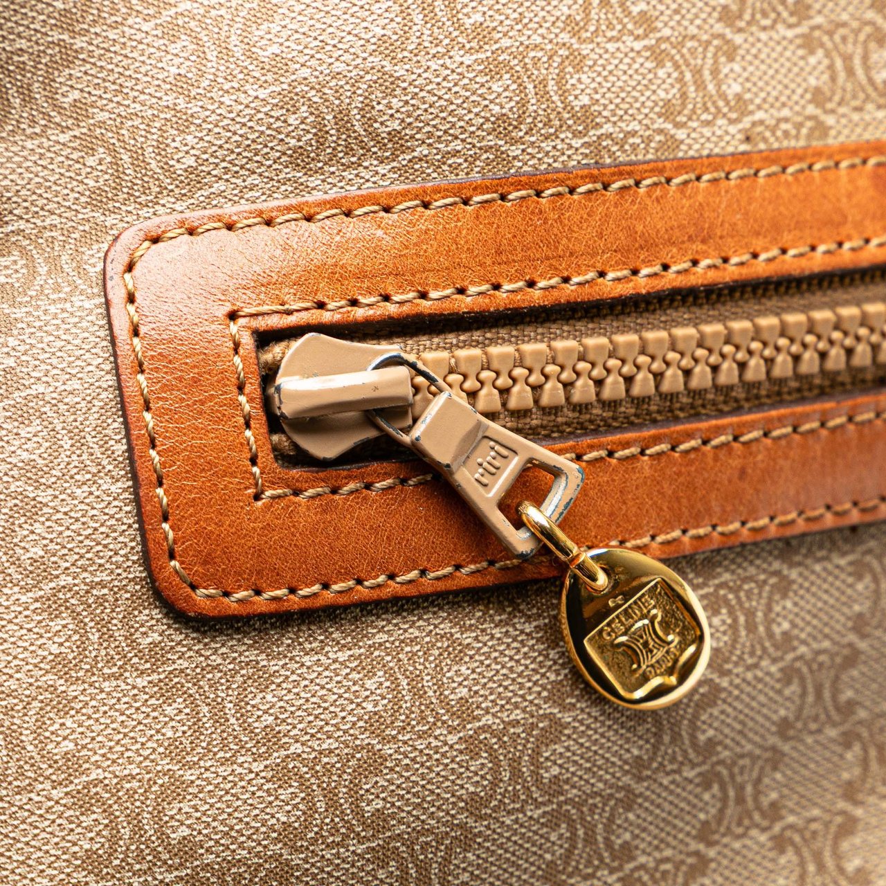 Celine Macadam Coated Canvas Clutch Bruin