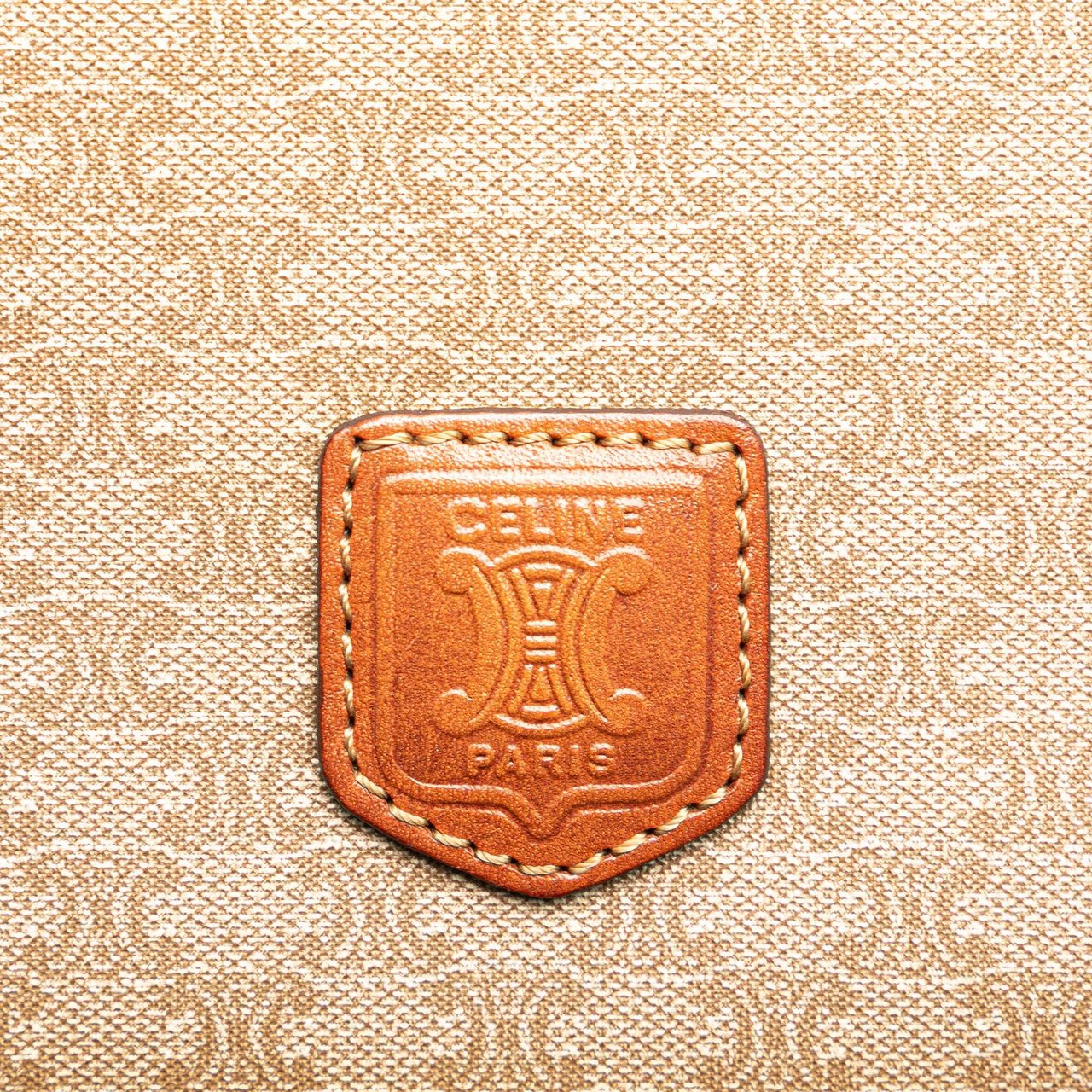 Celine Macadam Coated Canvas Clutch Bruin