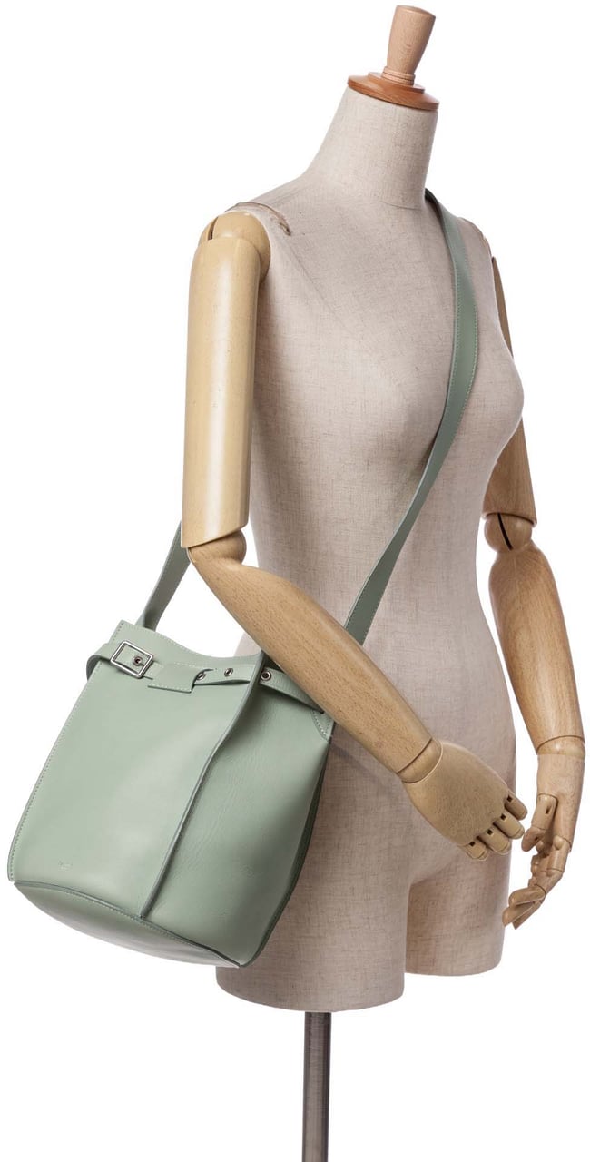 Celine Leather Big Bag Bucket Crossbody Groen