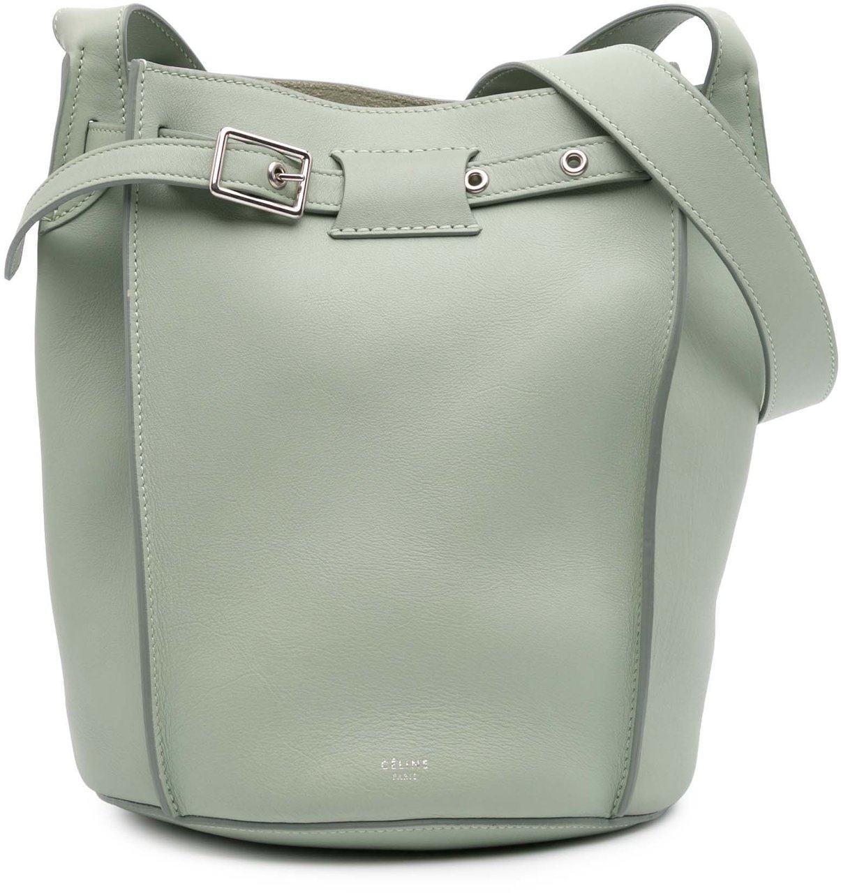 Celine Leather Big Bag Bucket Crossbody Groen