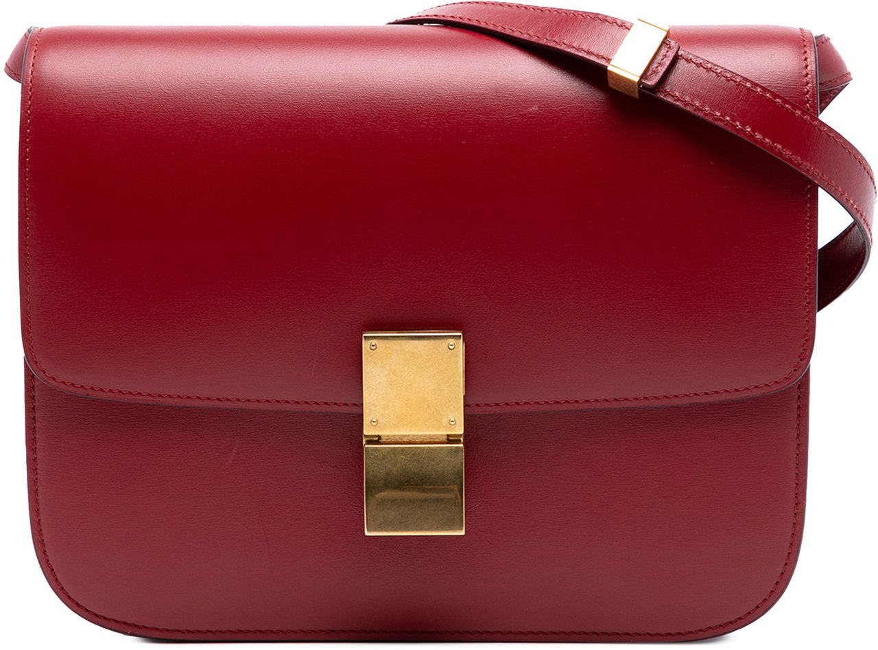 Celine Medium Calfskin Classic Box Rood