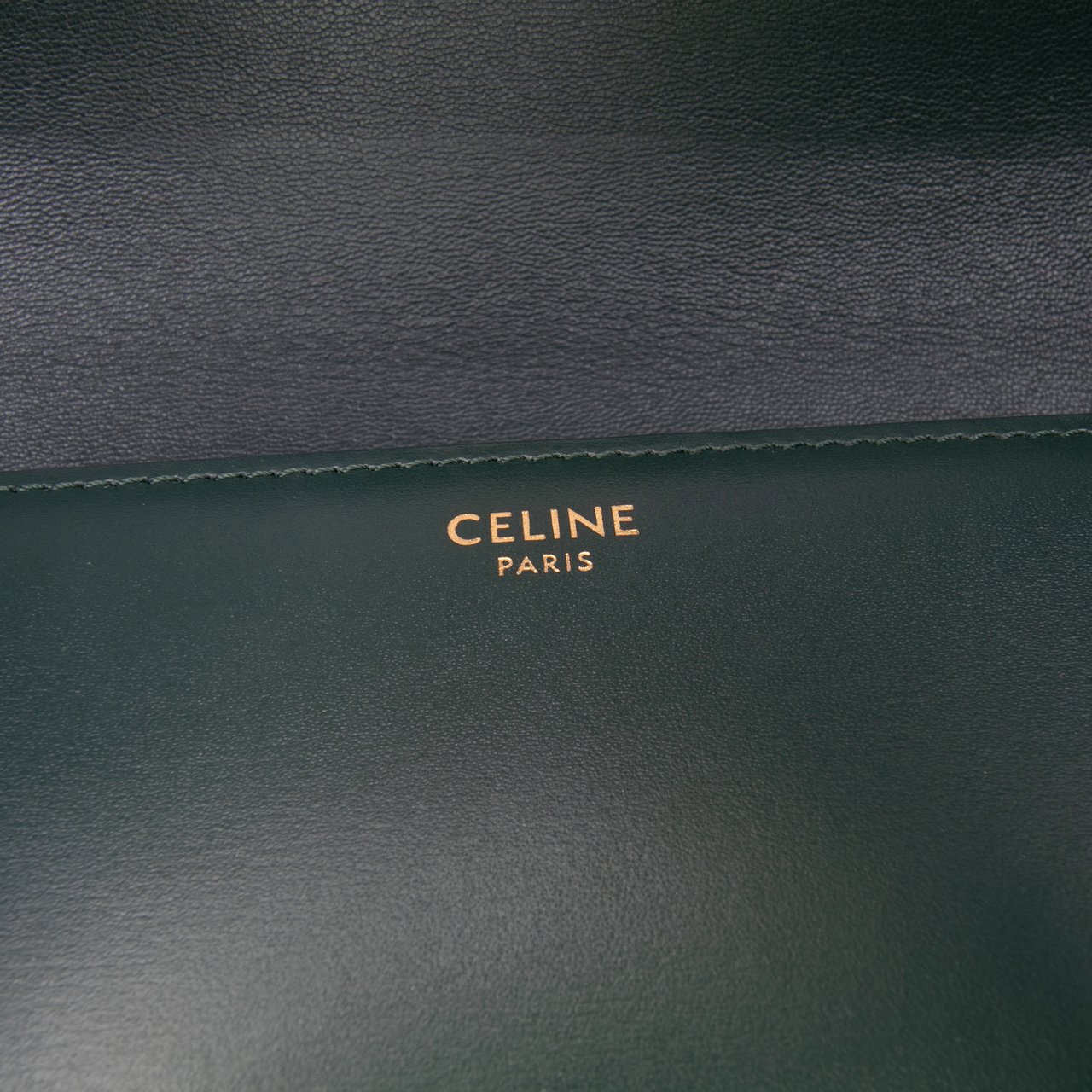 Celine Classique Shiny Calfskin Triomphe Crossbody Groen