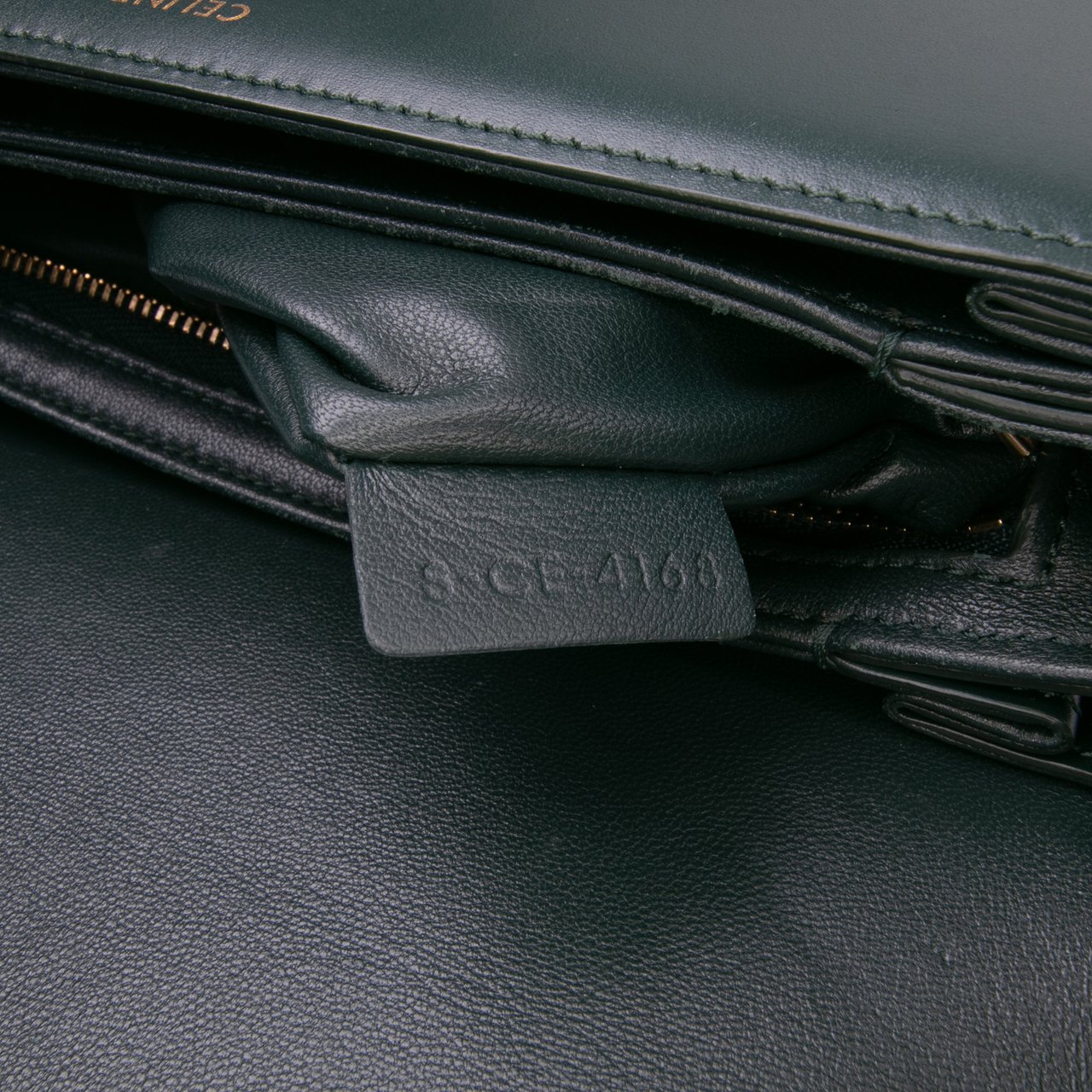 Celine Classique Shiny Calfskin Triomphe Crossbody Groen