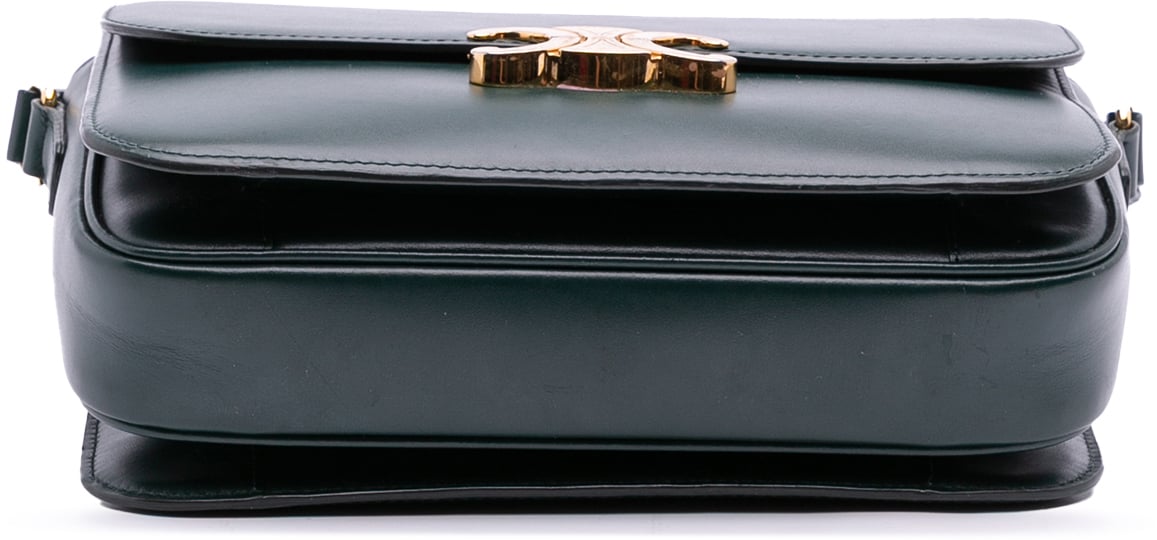 Celine Classique Shiny Calfskin Triomphe Crossbody Groen
