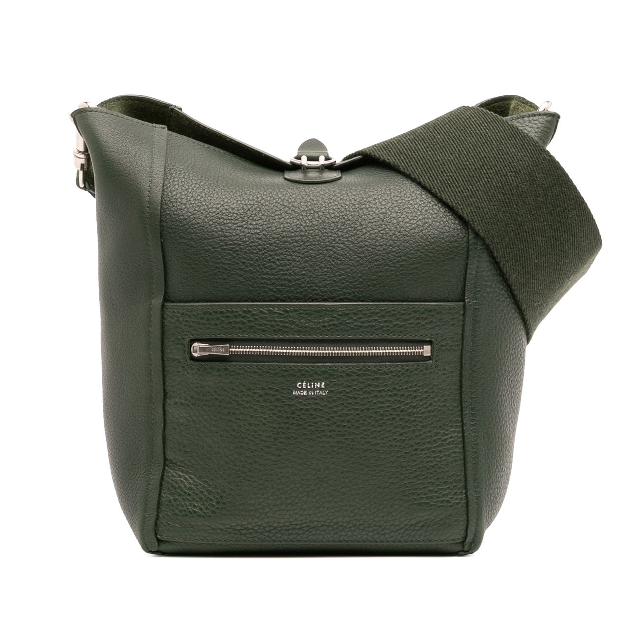 Celine Small Leather Seau Sangle Bucket Bag Groen