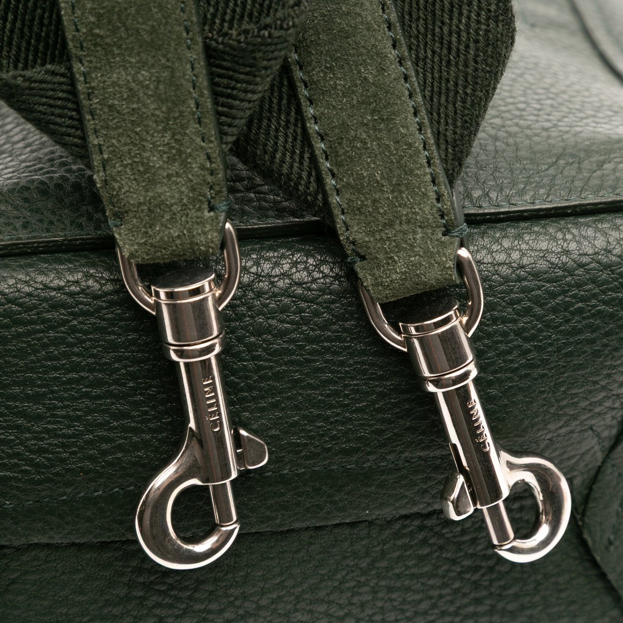 Celine Small Leather Seau Sangle Bucket Bag Groen